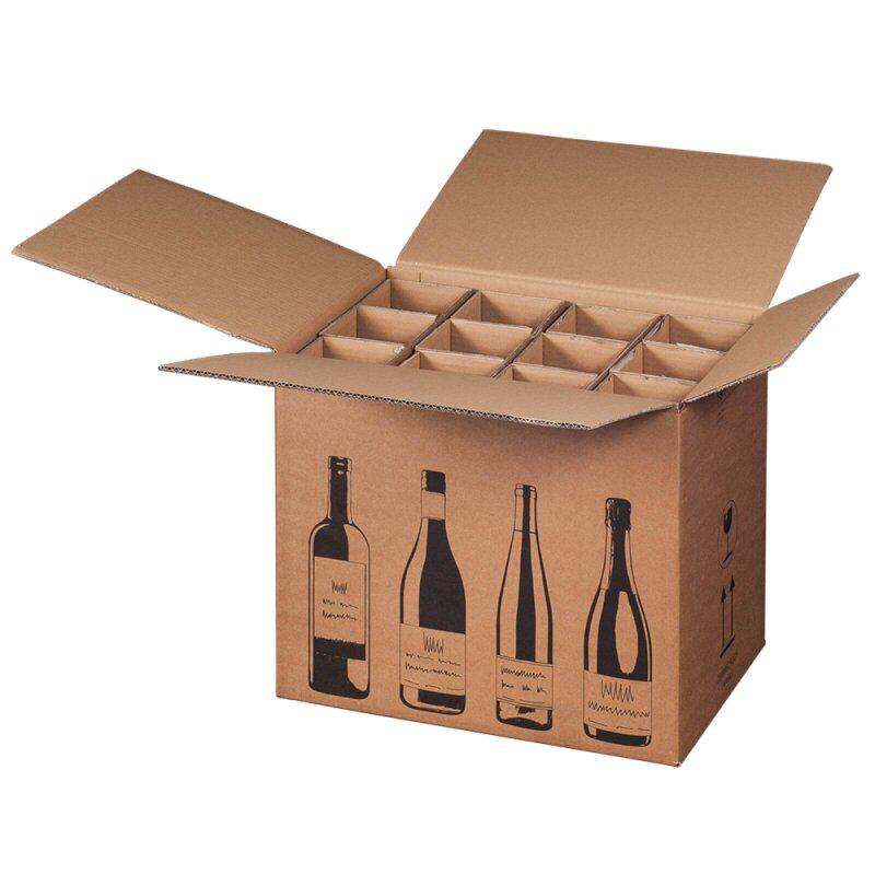 Flaschenversandkarton 12er für Wein oder Sekt 420x305x368 mm 2-wellig braun